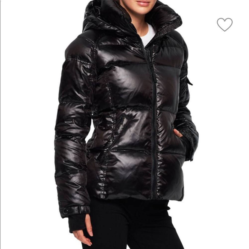 S13 New York Kylie Glossy Puffer Jacket Black